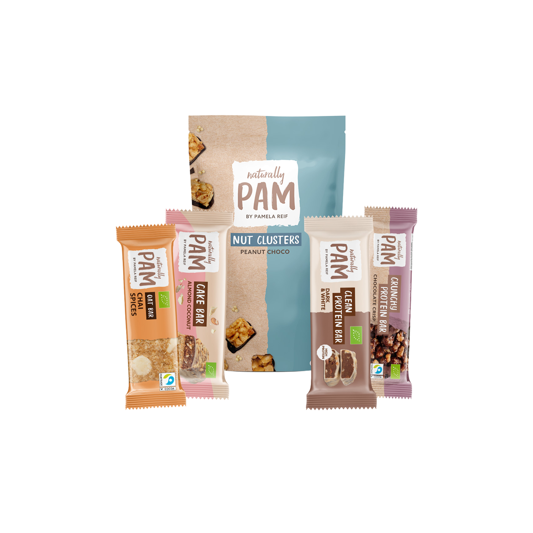 Natürliches On The Go Bundle von Naturally Pam mit Pflegeprodukten, ideal für unterwegs, auf einem weißen Hintergrund fotografiert.