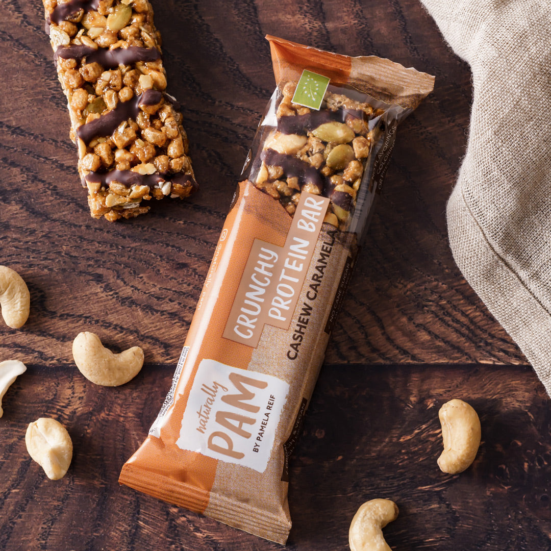 Naturally Pam Crunchy Protein Bar Cashew Caramela