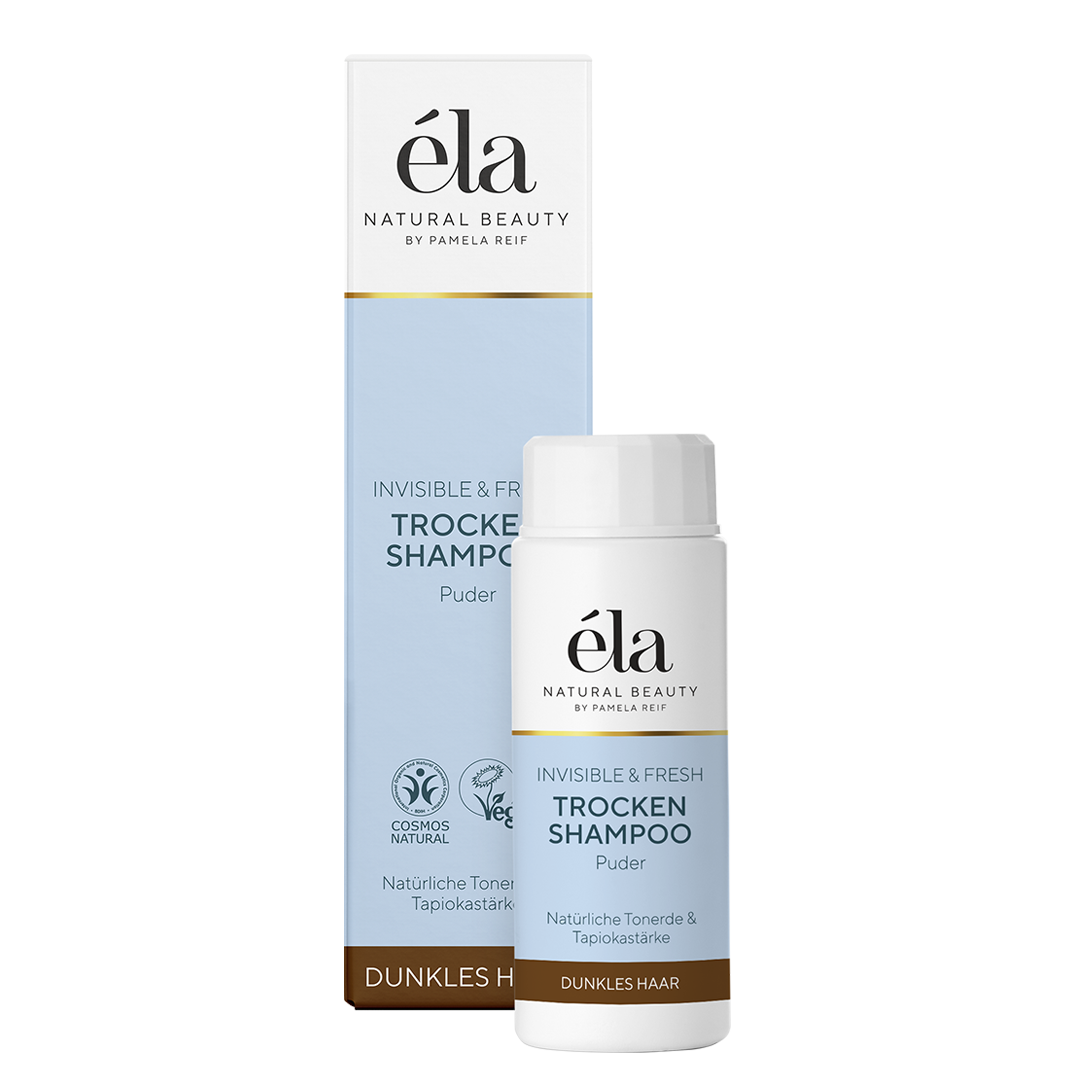 Éla Natural Beauty Trockenshampoo Puder für dunkles Haar, feines Haar, natürliches Haarstyling, von Naturally Pam