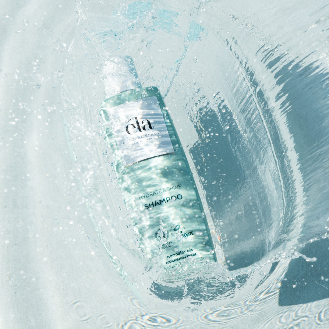 Natürliches pamé Shampoo für Hydratation und Glanz, flasche mit Shampoo-Produkt und Naturkosmetik-Design sichtbar