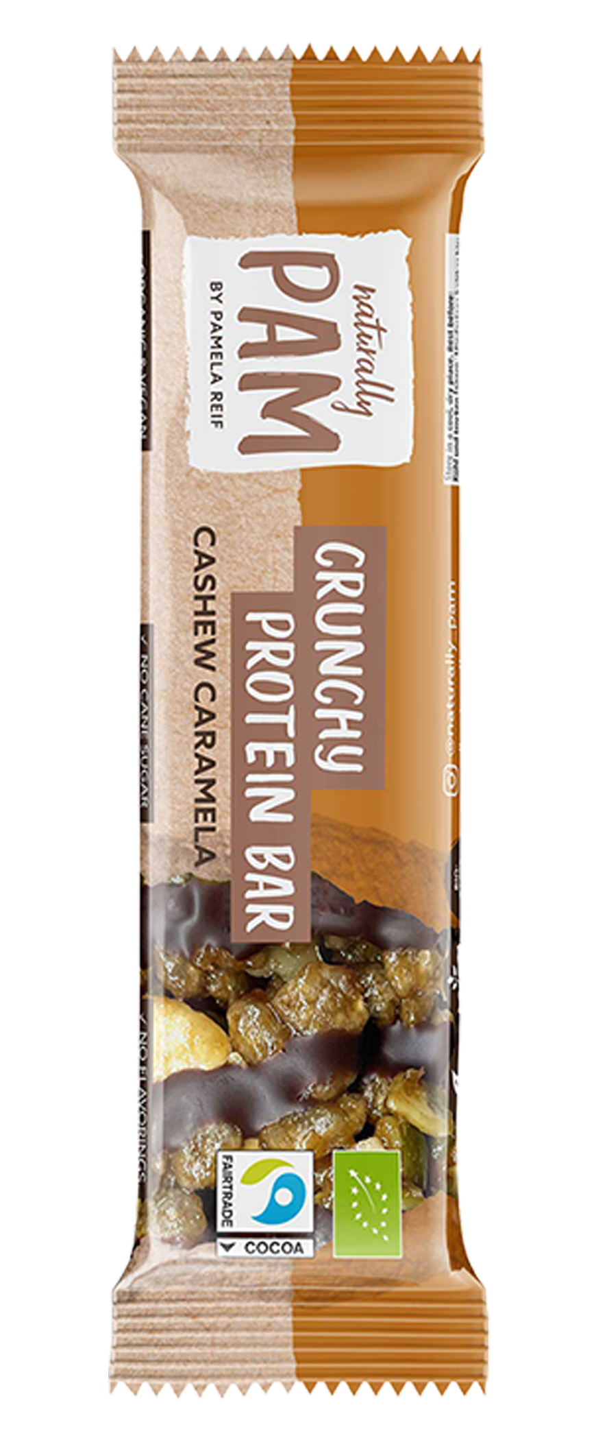 Naturally Pam Crunchy Protein Bar Cashew Caramela - Verpackung