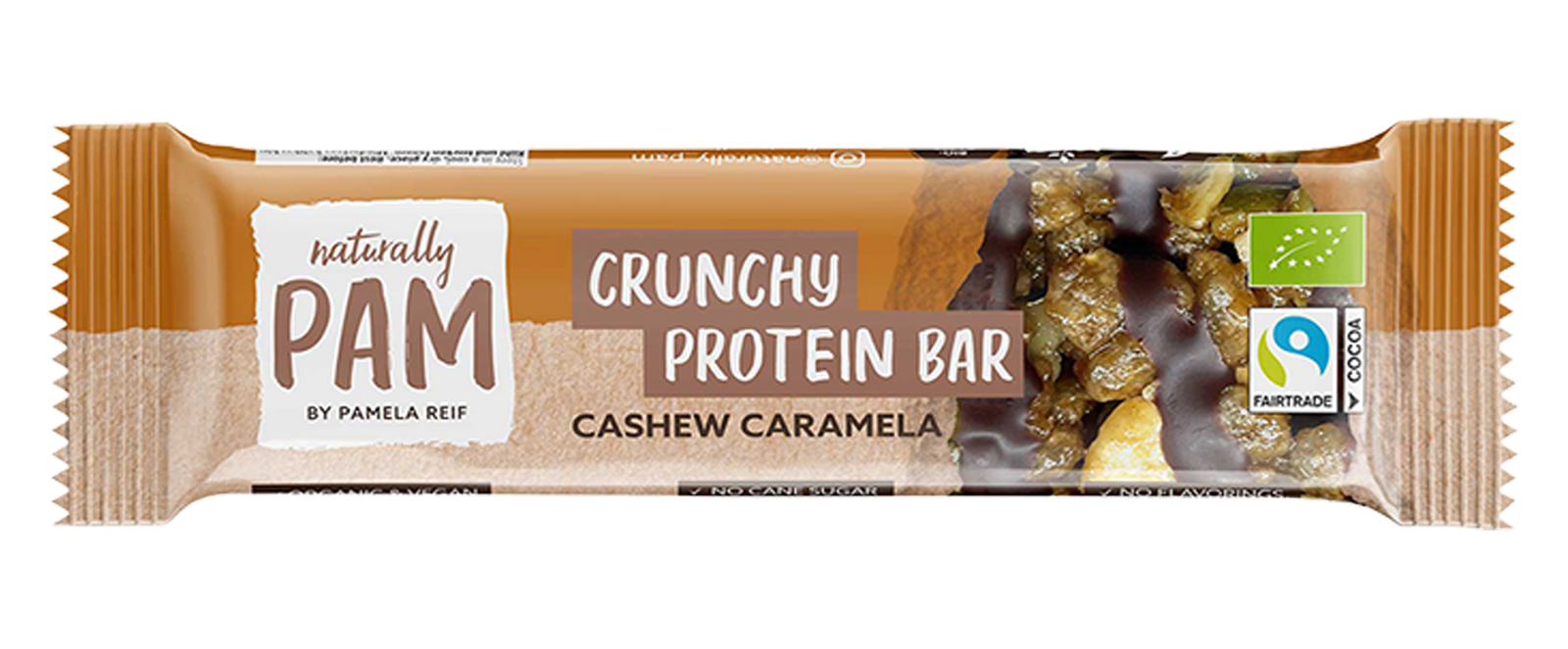 Naturally Pam Crunchy Protein Bar Cashew Caramela - Verpackung